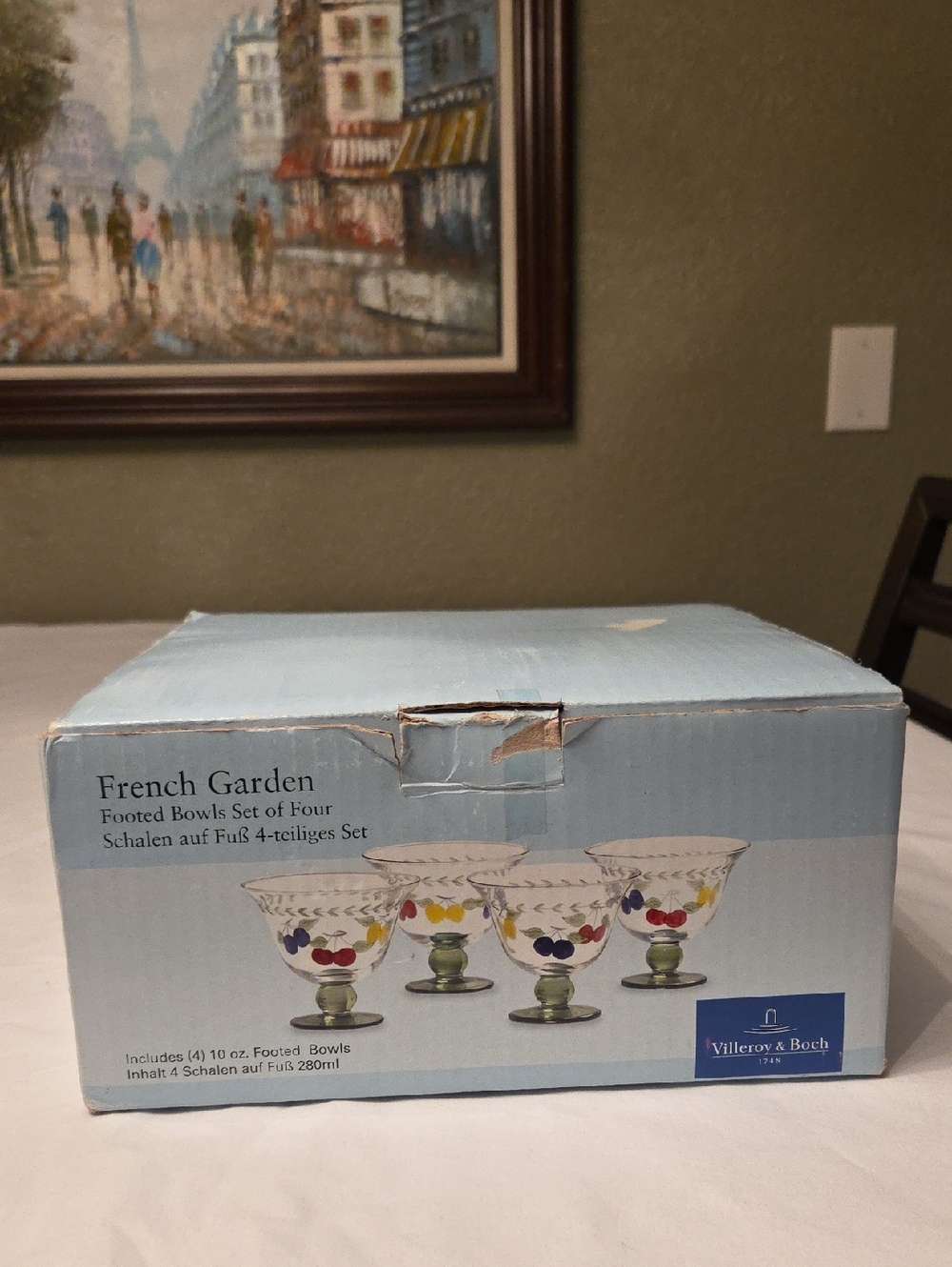 Villeroy & Boch French Garden Glass Footed Bowls Set/4